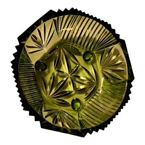 Vintage Green Cut Glass Bowl